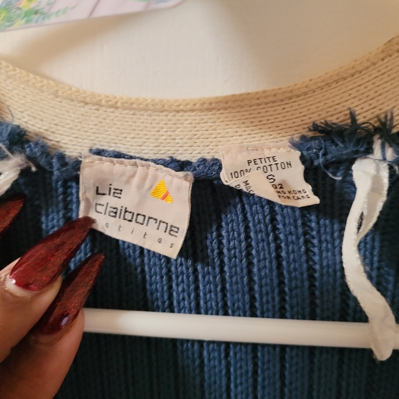 95. Vintage Liz Claiborne cardigan oversized  sz S - Picture 2 of 4
